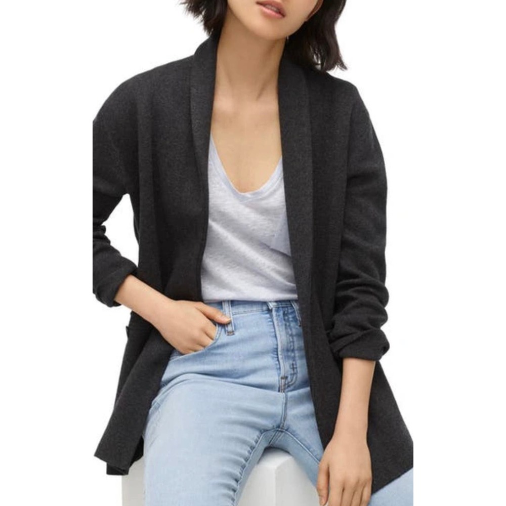 J. Crew Camille Shawl Collar Oversized Sweater Blazer Coal Gray Size XL